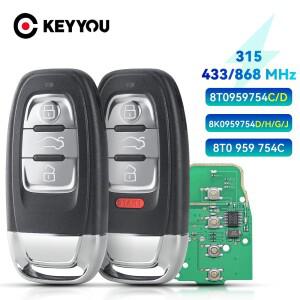 KEYYOU 315/433/868MHZ 아우디 호환 Q5 A4L A5 A6 A7 A8 RS4 S5 8T 용 세미 열쇠가없는 스마트 원격 자동차