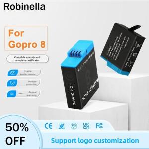 GoPro Hero 8 7 6 5용 2팩 AHDBT-801 배터리 안전 보호 기능 1680mAh 리튬 이온 충전식 장시간 녹화