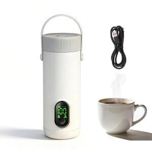 여행용 전기 주전자 350ML 소형 티 커피 미니 온수 보일러 27000mAh 충전식 휴대용 온수기 12시간 단열
