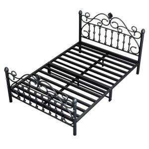 엔틱 철제 침대프레임 인테리어 서재 빈티지 수납 1200mmx2000mm검은색낮은발판
