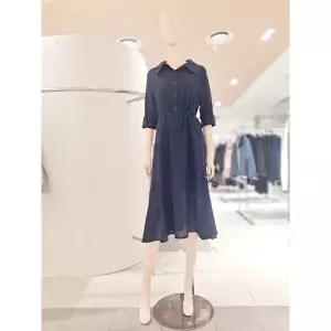 [롯데백화점]SOUP 오픈카라 벨티드 체크 원피스 SC4OP34A