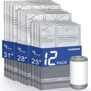 충전식 에어 펌프가 장착된 판타지타스 여행용 진공 보관 가방 12팩 휴대용 공간 절약 의류용 압축 침구류