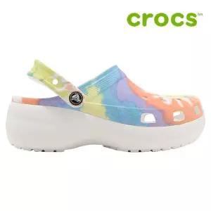 [아웃도어스/크록스]크록스 샌들 /e7- 207151-4KT / 클래식 플랫폼 타이다이 그래픽 클로그