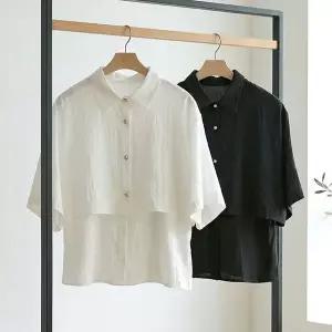 [NS홈쇼핑][샵앤] 여성 카라넥 2단 루즈핏 반팔 셔츠 블라우스 JR-WBL-5203[35797996]