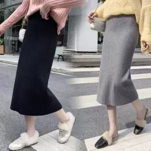 여성 H라인 골지 니트 스타일 예쁜 치마 스커트
