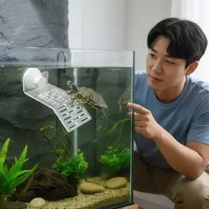 거북이 일광욕대 아크릴 육지 부착식 놀이터 18x8cm 8cm