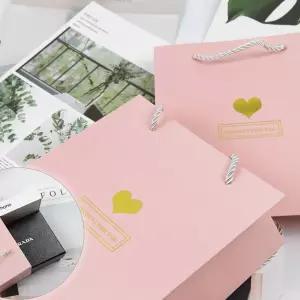 중형 두꺼운 튼튼한 핑크 고급종이가방 쇼핑백 1개 종이쇼핑백 종이백