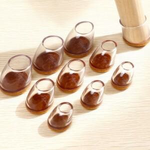 실리콘 소재 의자 다리 보호대 15-25 ° 비스듬한 유연한 디자인 가구 캡 펠트 표면 8개 세트