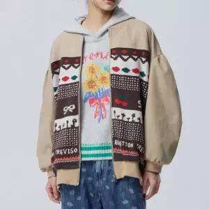 [롯데백화점]베네통 자카드 패턴 니트 블록 점퍼 (BAJP01611)