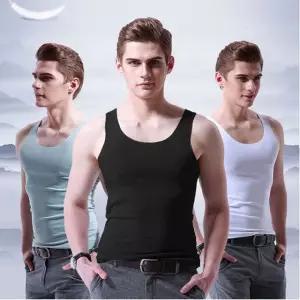 남자 봉제선 없는 아이스 쿨링 여름 민소매 런닝 셔츠 블랙