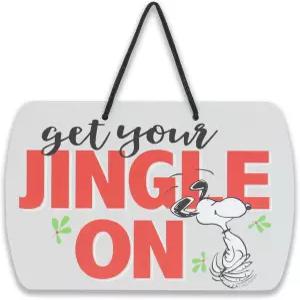 땅콩이 금속 간판을 걸면 징글이 울립니다 - 크리스마스 장식을 위한 축제 스누피 벽