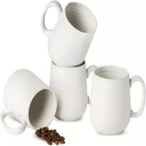 메키 커피 머그잔 15온스 세라믹 컵 세트 4개 손잡이가 달린 라떼 우유 카푸치노 코코아 모카 티 아빠와