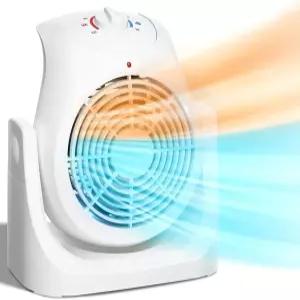 LifePlus 2 in 1 히터 팬 콤보 휴대용 냉각 책상 공기 순환기 45 기울기 2풍속 1500W 과열 방지 개인 소형