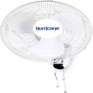 허리케인 클래식 진동 월 마운트 선풍기 3단 속도 흰색 16인치 - 가정 재배 텐트 사무실 창고 스튜디오
