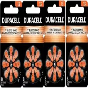 듀라셀 보청기 배터리 오렌지 사이즈 13 32 카운트 팩 13A 오래 지속되는 전원 장치용 초장기 이지탭 설치