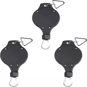 런씨웨이 3PCS 식물 풀리 검은색 접이식 걸이 바구니 후크 정원 화분용 조절식 로프 새 모이통 실내 및