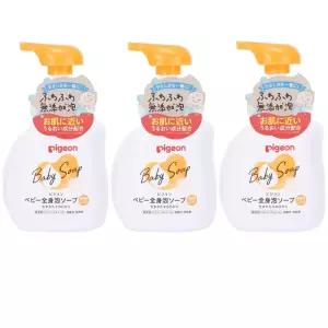 PIGEON Baby Soap 일본 피죤 베이비 솝 아기 유아 전신 얼굴 바디 비누 클렌저 워시 무향 촉촉한 타입 500ml 3개