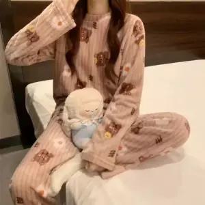 곰돌이 수면 잠옷 극세사 겨울 잠옷 파자마 홈웨어 원피스잠옷 동물잠옷 커플잠옷