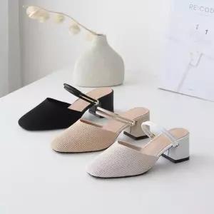 [옷자락]여자 봄 여름 시즌 니트 짜임 슬링백 샌들