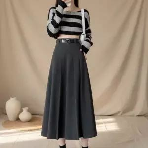 [옷자락]여성 가을 겨울 데일리 핀턱 플리츠 하이웨이스트 롱스커트