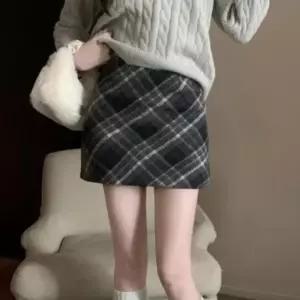 [옷자락]여성 일상 스타일 클래식 체크 미니 스커트
