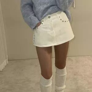 [옷자락]여자 리벳 레이어드 치마바지 면 데님 미니스커트