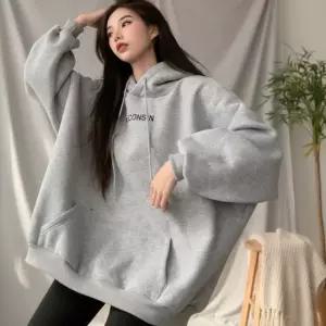[옷자락]여성 가을 겨울 기모 레터링 오버사이즈 후드티