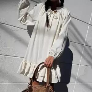 [옷자락]여자 리본 프릴 캉캉 봄데이트룩 퍼프 미니원피스