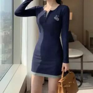 [옷자락]여성 가을 겨울 슬림핏 롱슬리브 미니드레스