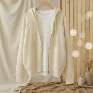 [옷자락]여성 레이온혼방 루즈핏 후드 가디건 집업 니트