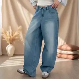 [옷자락]여성 롤업 연청 와이드핏 맥시 청바지