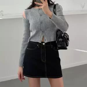 [옷자락]여자 스티치 논페이드 A라인 청치마 속바지 미니스커트