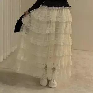 [옷자락]여자 발레코어 플라워 레이스 여리핏 캉캉 롱스커트