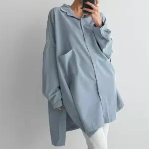 [옷자락]여자 봄 임부복 옆버튼 빅사이즈 커버업 셔츠 원피스