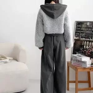 [옷자락]여성 덤블 컬러배색 크롭 후드 집업 팬츠 세트