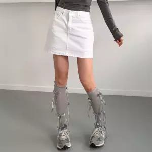 [옷자락]여자 검정색 흰색 A라인 레이어드 속바지 미니스커트