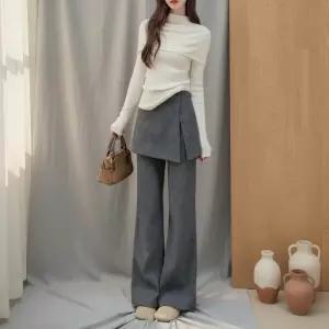 [옷자락]여성 간절기 트임 레이어드 롱 치마바지