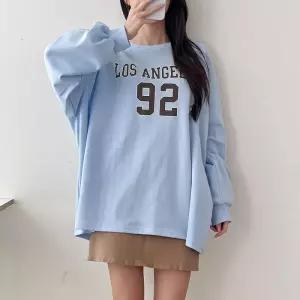 [옷자락]여자 남자 개강룩 빅사이즈 프린팅 퍼프 봄 맨투맨