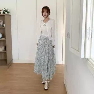 [옷자락]여자 하늘하늘 플라워 데일리 바캉스 롱스커트