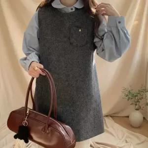 [옷자락]여성 겨울 포근한 레이어드 뷔스티에 원피스