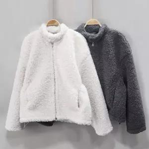 [옷자락]여성 양모 스트링 단추 차이나넥 겨울 집업 퍼 재킷