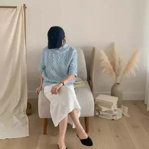 [옷자락]여성 나그랑 꽈배기 폴라 겨울반팔 7컬러 데일리 니트