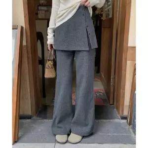 [옷자락]여자 봄 가을 간절기 트임 포인트 롱 레이어드 치마바지