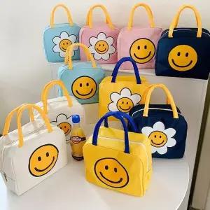 보냉백 도시락 가방 스마일꽃 2개세트 보온 파우치