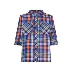 [크로커다일레이디]크로커다일레이디 체크 린넨 반팔 셔츠 블라우스_CLEMBL208