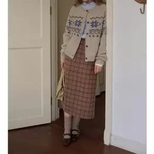 니트 가을 여성 부클사 페어아일 코트 양털 모피 ST3