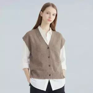 [로코엘라]르베린 캡슬리브 램스울 여성 니트 베스트
