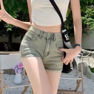 데님 빈티지 여친 포켓 핫팬츠 하이웨스트 A라인 청반바지 반바지풍 청바지 와이드 지퍼 일자 ST1