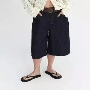 봄 바지 여친 청 하이웨스트 반바지 청바지 와이드 청반바지 의부 일자 데일리 5부 ST1