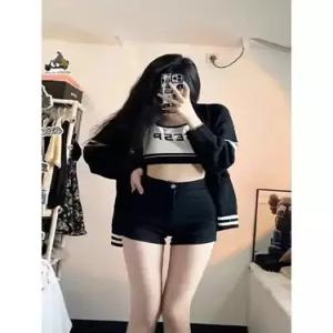 블랙 데님 여친 가을 청반바지 청바지 A라인 일자 스판 반바지 기모 힙업 롱기장 핫팬츠 ST3